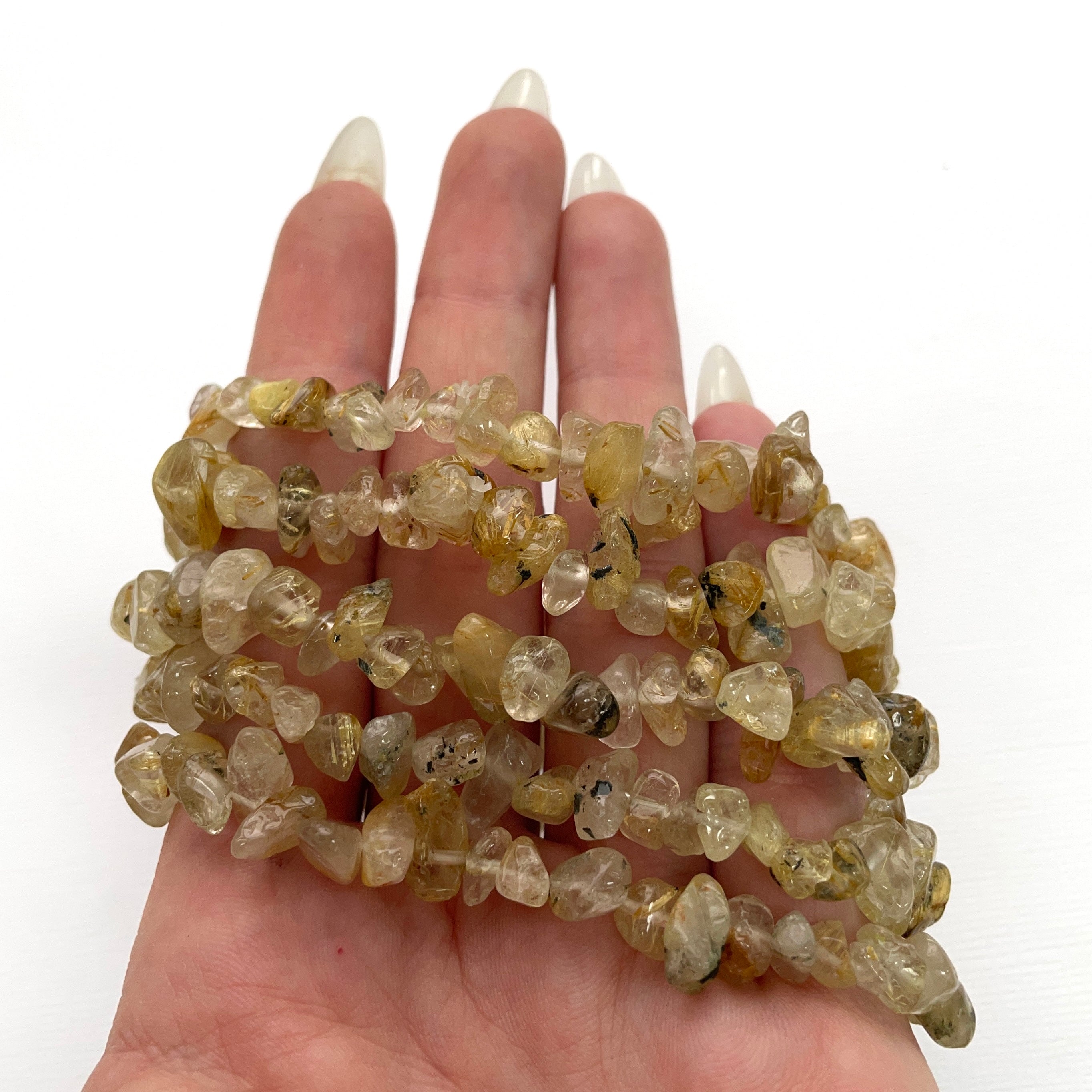 Gold Rutile Quartz Chip Bracelet Gold Rutile Quartz Chip Bracelet